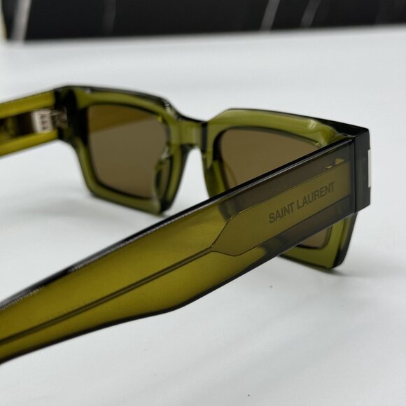 NEW SL572 005 SAINT LAURENT GREEN SQUARE SUNGLASSES SL 572 005 UNISEX EYEWEAR - Picture 8 of 11